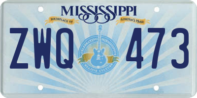 MS license plate ZWQ473