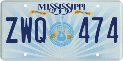 MS license plate ZWQ474