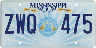 MS license plate ZWQ475