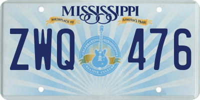 MS license plate ZWQ476