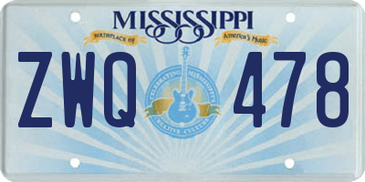 MS license plate ZWQ478