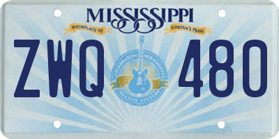 MS license plate ZWQ480