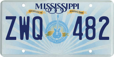 MS license plate ZWQ482