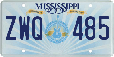 MS license plate ZWQ485