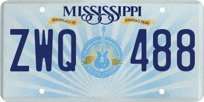 MS license plate ZWQ488
