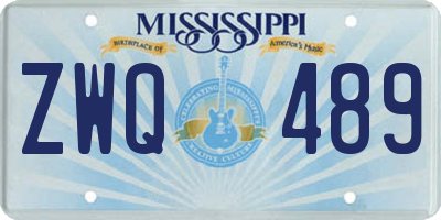 MS license plate ZWQ489