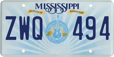 MS license plate ZWQ494