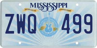 MS license plate ZWQ499