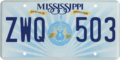 MS license plate ZWQ503