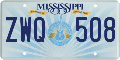 MS license plate ZWQ508