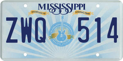 MS license plate ZWQ514