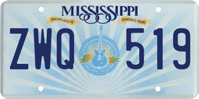MS license plate ZWQ519
