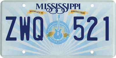 MS license plate ZWQ521