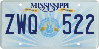 MS license plate ZWQ522
