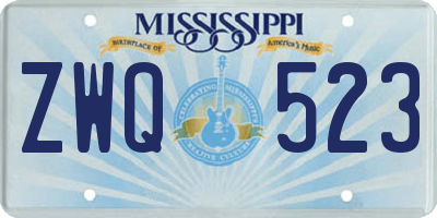 MS license plate ZWQ523