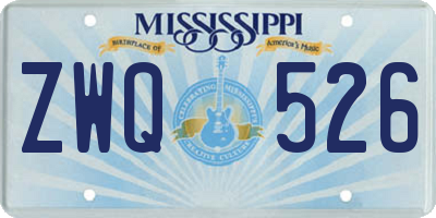 MS license plate ZWQ526