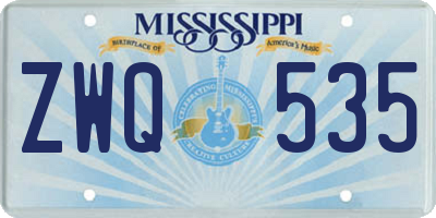 MS license plate ZWQ535