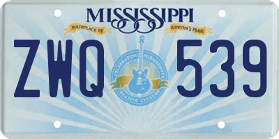 MS license plate ZWQ539