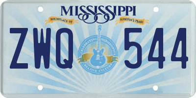 MS license plate ZWQ544