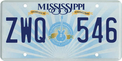 MS license plate ZWQ546