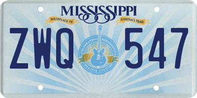 MS license plate ZWQ547