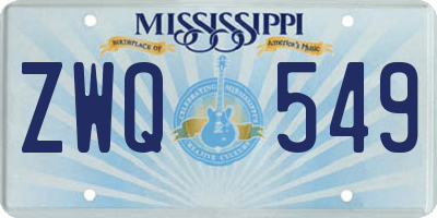 MS license plate ZWQ549