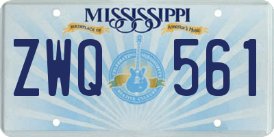 MS license plate ZWQ561