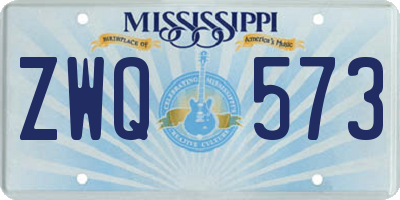 MS license plate ZWQ573