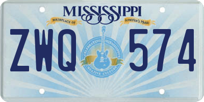 MS license plate ZWQ574