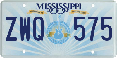 MS license plate ZWQ575