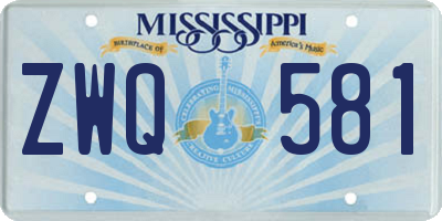 MS license plate ZWQ581