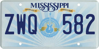 MS license plate ZWQ582