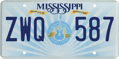 MS license plate ZWQ587