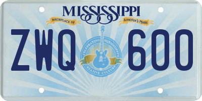MS license plate ZWQ600