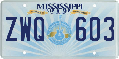 MS license plate ZWQ603