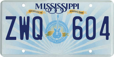 MS license plate ZWQ604