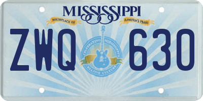 MS license plate ZWQ630