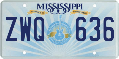 MS license plate ZWQ636