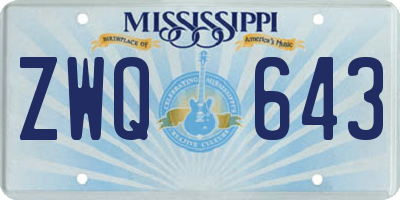 MS license plate ZWQ643