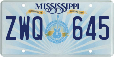 MS license plate ZWQ645