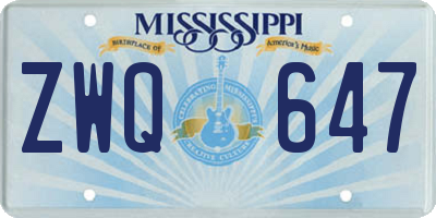 MS license plate ZWQ647