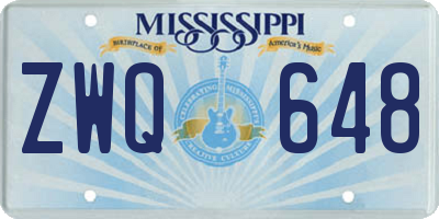 MS license plate ZWQ648