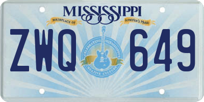 MS license plate ZWQ649