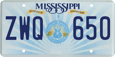 MS license plate ZWQ650