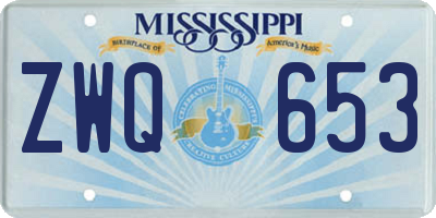 MS license plate ZWQ653