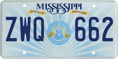 MS license plate ZWQ662