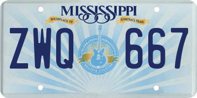 MS license plate ZWQ667