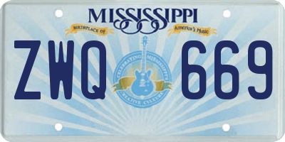 MS license plate ZWQ669