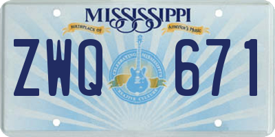 MS license plate ZWQ671