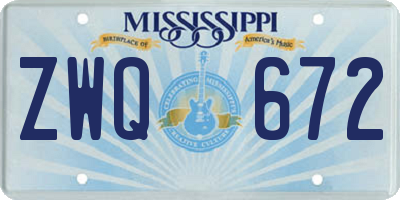MS license plate ZWQ672